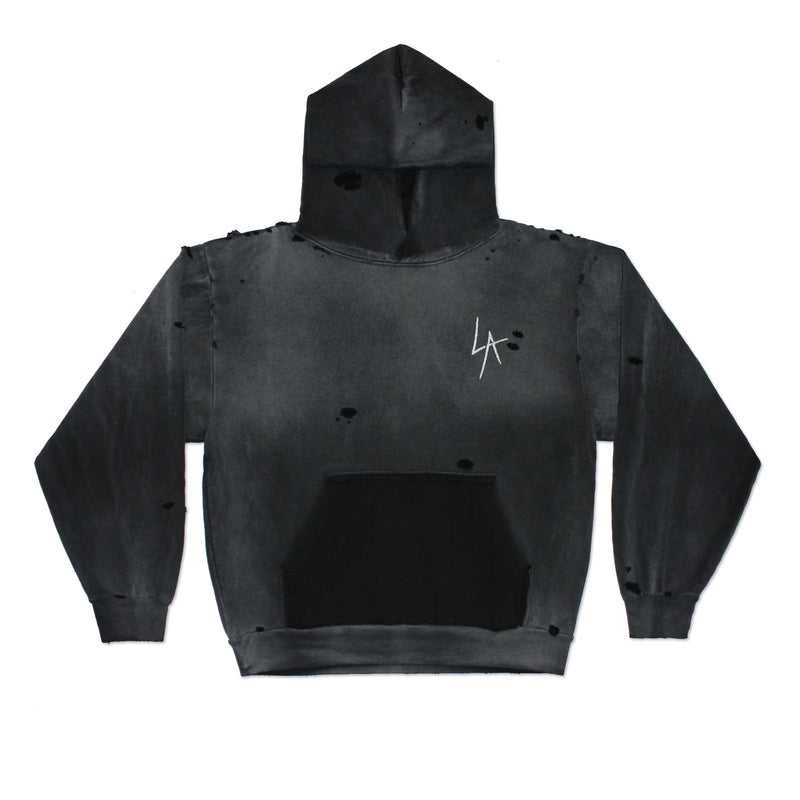 LA SLASH DESTROYED HOODED FLEECE