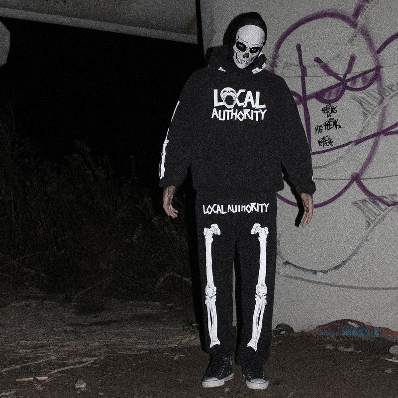 SKELETAL HOODED FLEECE