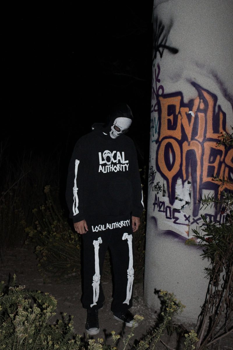 SKELETAL HOODED FLEECE